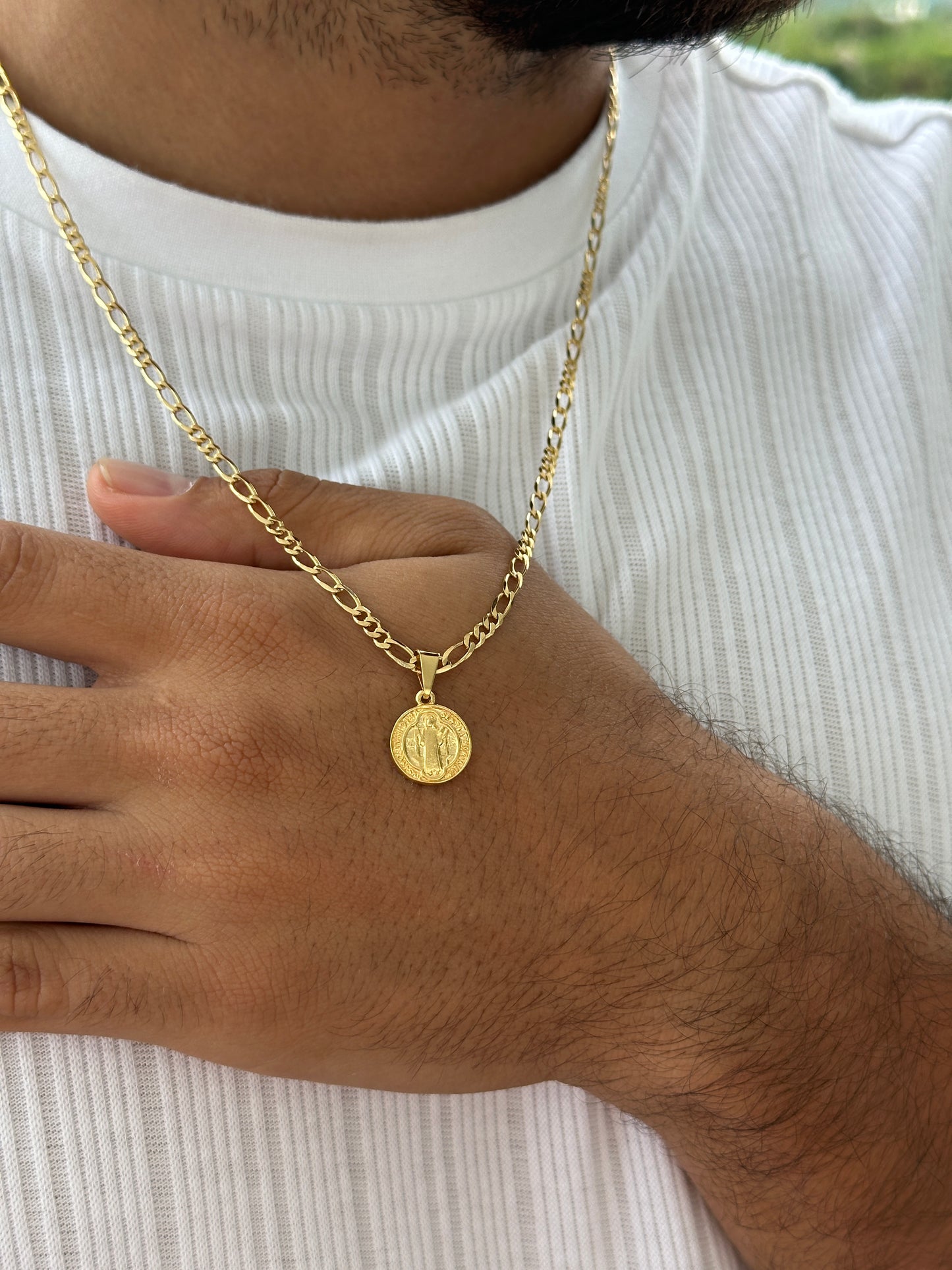 Cadena 3x3 3mm 60cm + Colgante San Benito