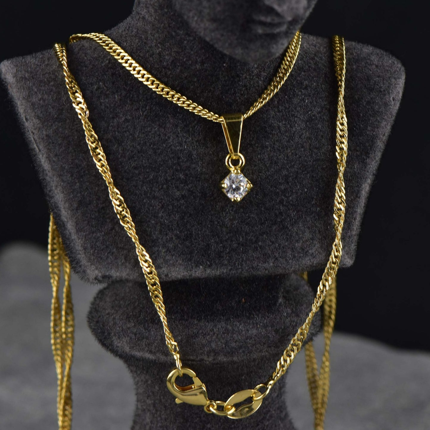 Cadena Singapur 65cm+ Colgante Circonia Cristal