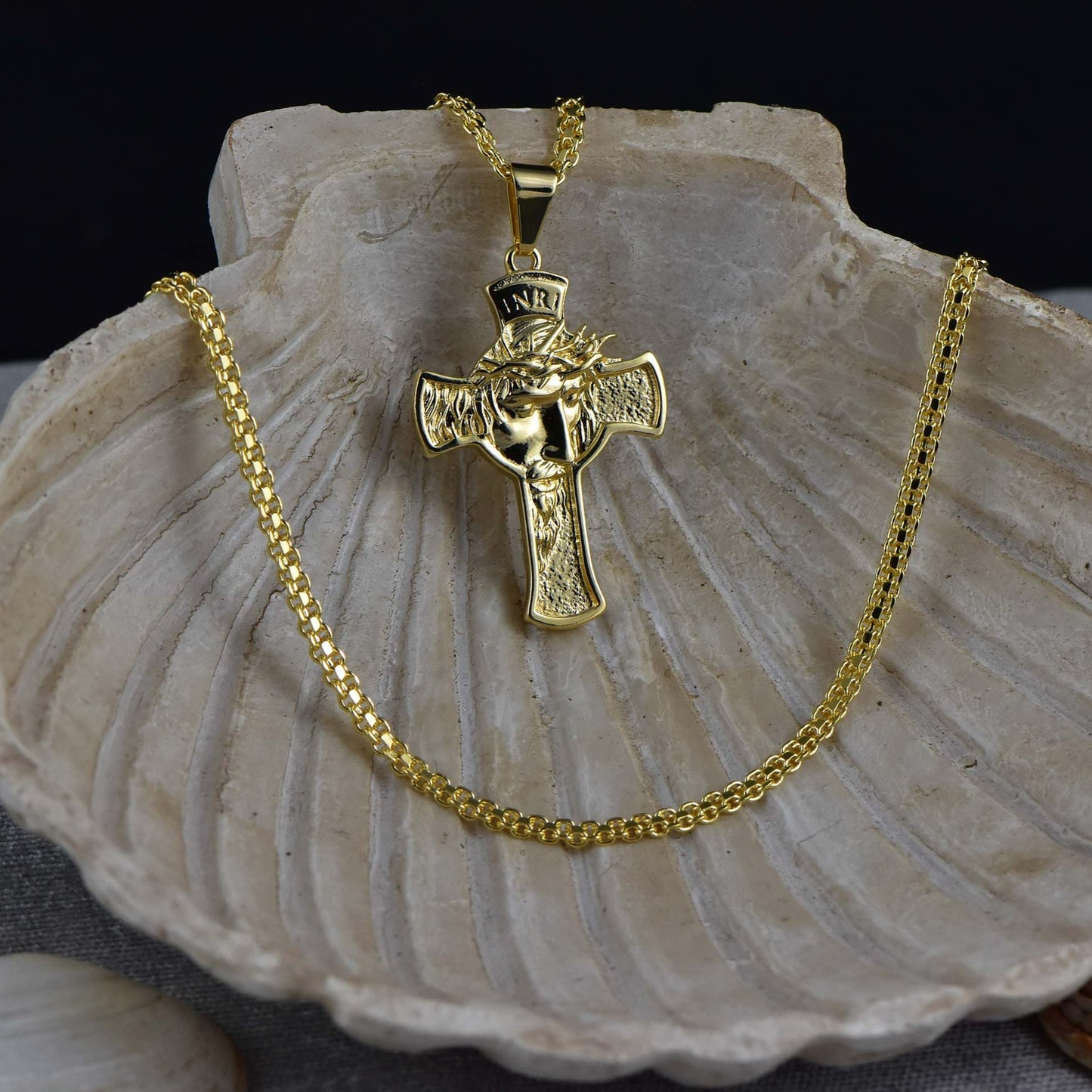 Cadena Chinesca 45 cm+ Colgante Cruz Sagrado Rostro