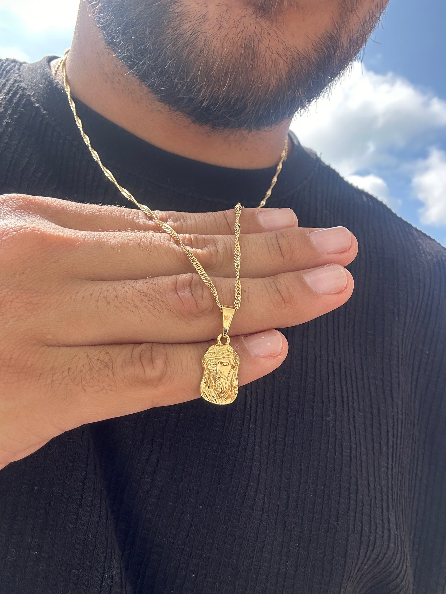 Cadena Singapur 65cm + Colgante Rostro