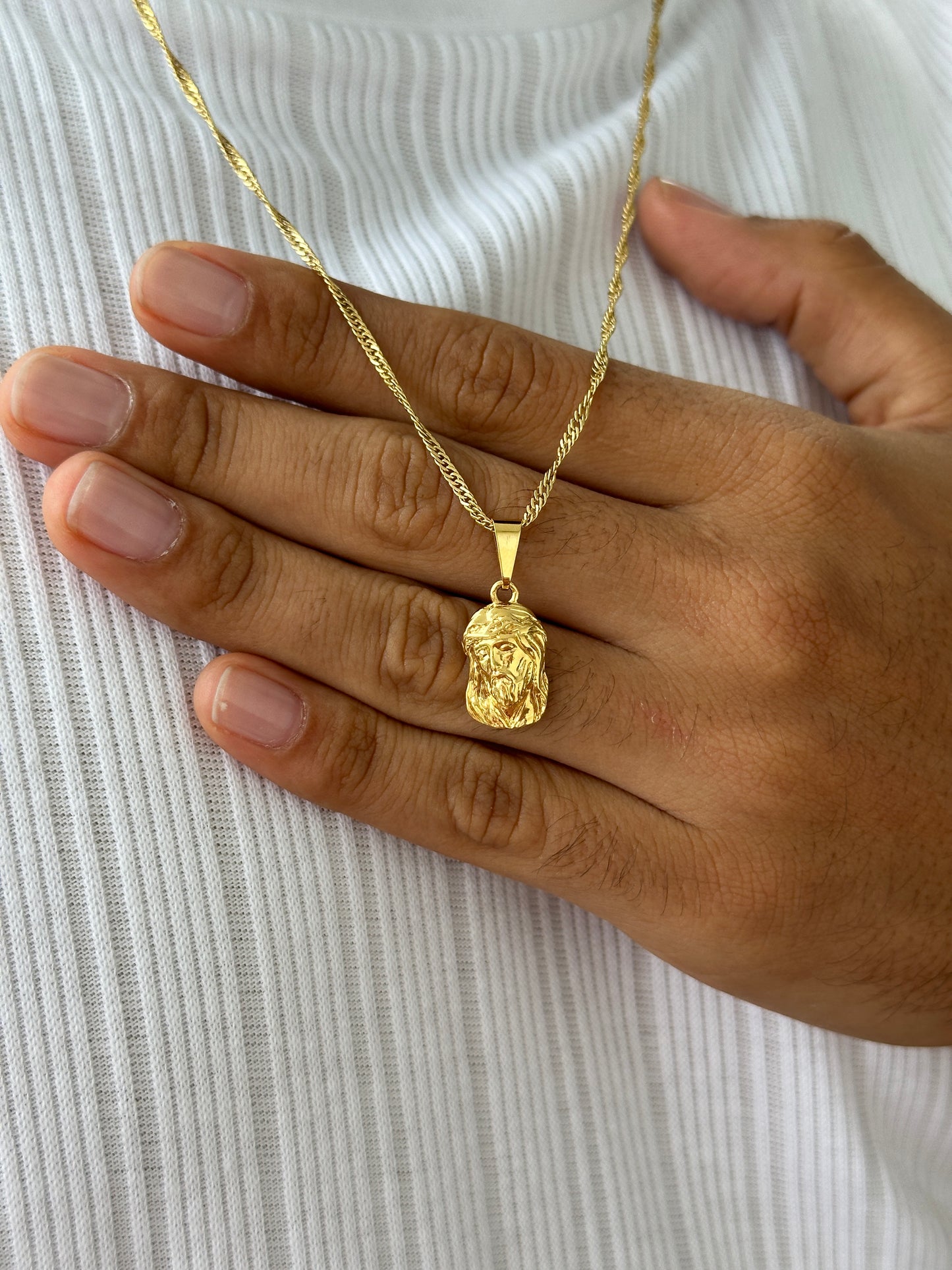 Cadena Singapur 65cm + Colgante Rostro