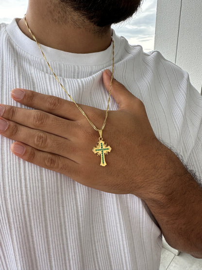 Cadena Singapur 65cms+ Dije Cruz Piedras