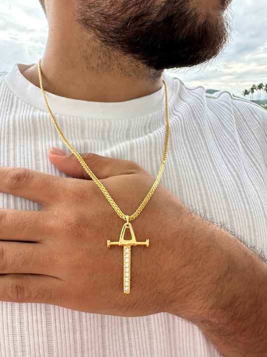 Cadena Chinesca 60cm + Colgante Cruz Pendulo