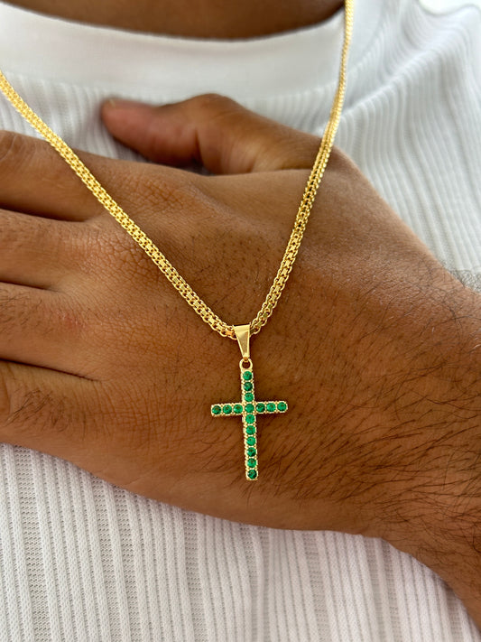 Cadena Chinesca 60cm + Colgante Cruz Piedras