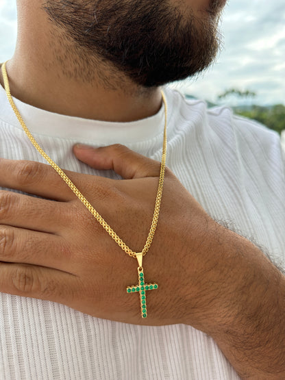 Cadena Chinesca 60cm + Colgante Cruz Piedras