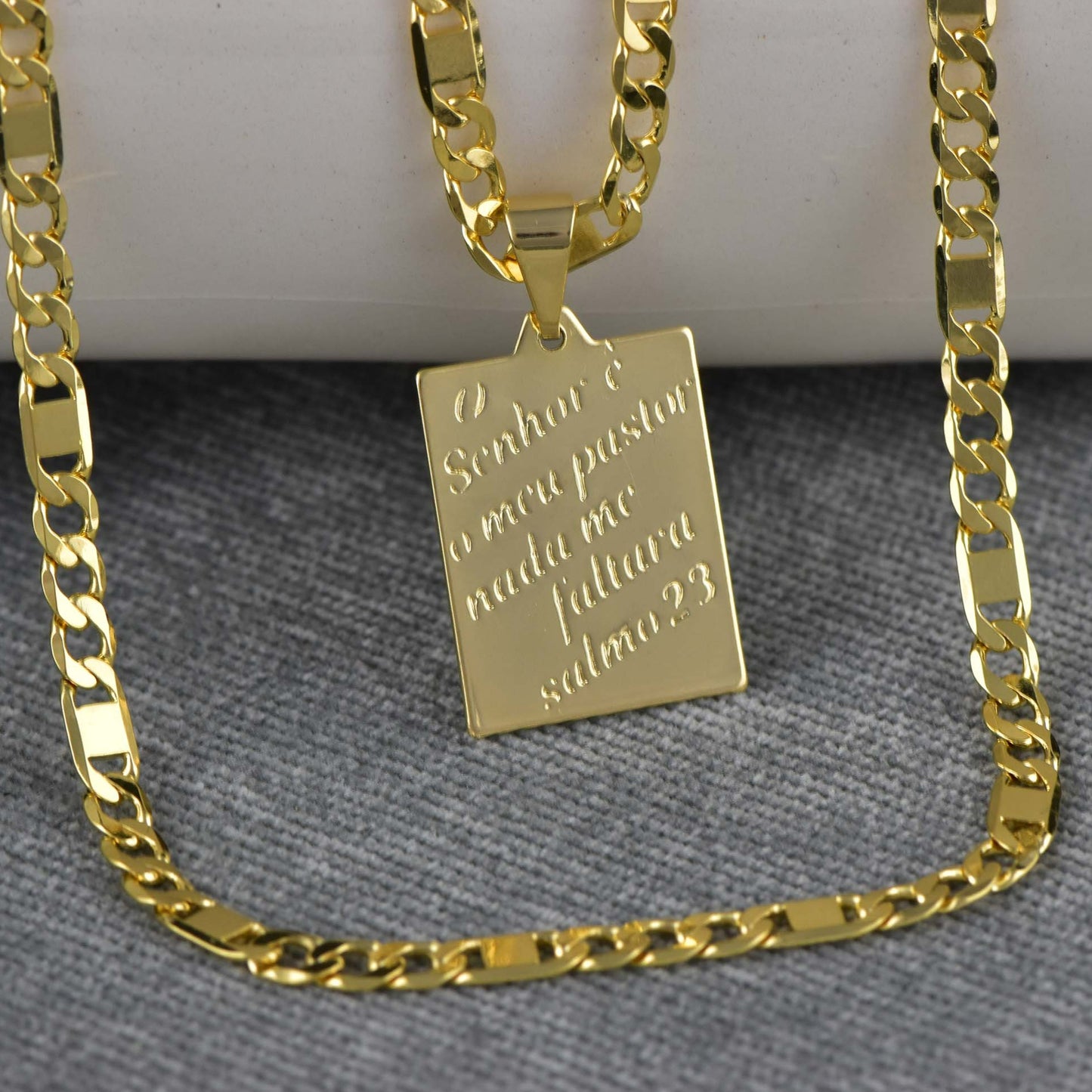 Cadena Escalera y Cubana 60cm + Colgante Salmo 23