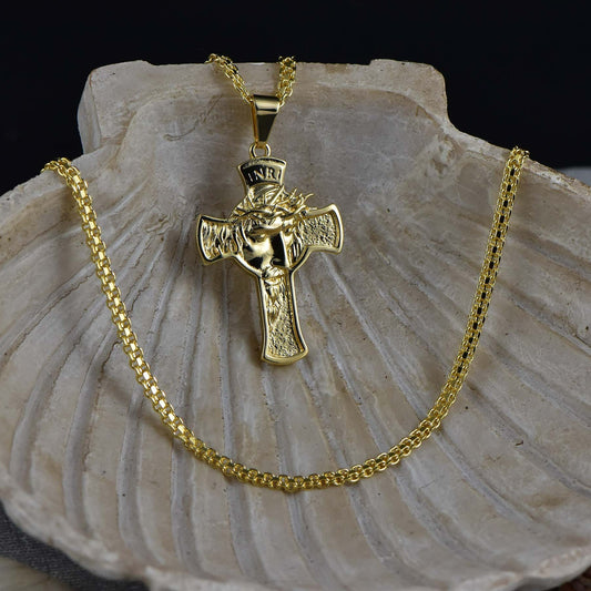 Cadena Chinesca 60cm + Colgante Cruz Sagrado Rostro