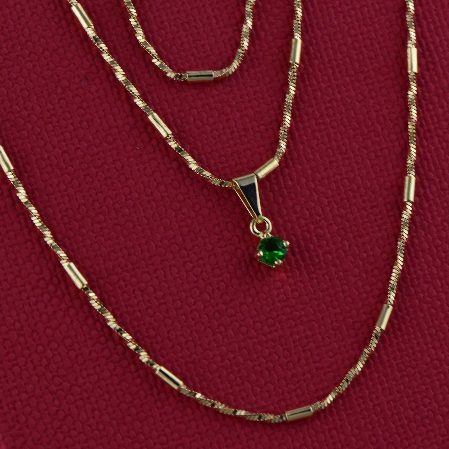 Cadena Veneciana barra + Colgante Circón Verde