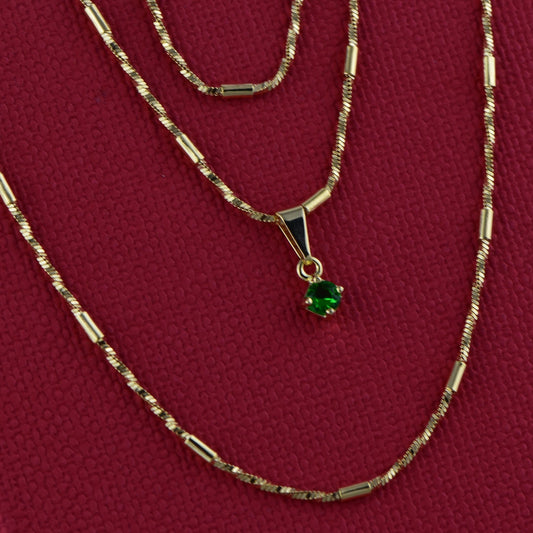 Cadena Veneciana barra + Colgante Circón Verde