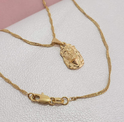 Cadena Singapur 60cm + Colgante Rostro